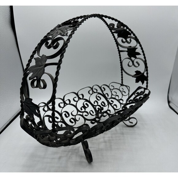 Vintage Wire Fruit Basket Black Made In Spain w/ Handle Home Decor - Picture 7 of 16